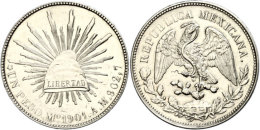 Peso, 1901, Mo AM, Kl. Kratzer, Vz.  VzPeso, 1901, Mo At The, Small Scratch, Extremley Fine  Vz - Mexique