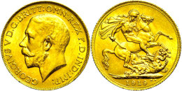 Sovereign, 1919, George V., Randfehler, Vz.  VzSovereign, 1919, George V., Margin Fault, Extremley Fine  Vz - Canada