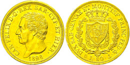 Sardinien, 80 Lire, Gold, 1828, Karl Felix, Münzzeichen Anker, Fb 1133, Vz  VzSardinia, 80 Liras, Gold,... - Altri & Non Classificati