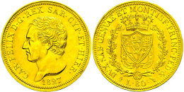 Sardinien, 80 Lire, Gold, 1827, Karl Felix, Münzzeichen Adler, Fb 1132, Minimalen Randschlag, Sonst Vz ... - Other & Unclassified