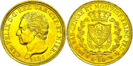 Sardinien, 80 Lire, Gold, 1826, Karl Felix, Fb. 1132, Kl. Rf., Kratzer, Vz.  Sardinia, 80 Liras, Gold, 1826,... - Other & Unclassified