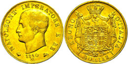40 Lire, Gold, 1810, Napoleon, Mailand, Fb. 5, Kl. Bohrstelle Bei 12 Uhr, Kl. Rf., Ss-vz.  Ss-vz40 Liras, Gold,... - Autres & Non Classés