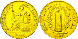 Ligurische Republik, 96 Lire, Gold, 1805, Liguria Sitzend, Fb 448, KM 270, Kl. Randfehler, Ss  SsLigurische... - Sonstige & Ohne Zuordnung