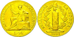 Ligurische Republik, 96 Lire, Gold, 1804, Liguria Sitzend, Fb 448, KM 270, Ss  SsLigurische Republic, 96 Liras,... - Otros & Sin Clasificación