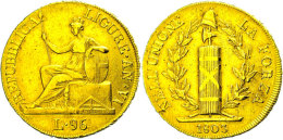 Ligurische Republik, 96 Lire, Gold, 1803, Liguria Sitzend, Fb 448, KM 270, Kl. Randfehler, Ss  SsLigurische... - Sonstige & Ohne Zuordnung