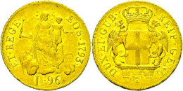 Genua, 96 Lire, Gold, 1793, Madonna Mit Kind, Fb 444, KM 251.2, Kl. Randfehler, Ss  SsGenoa, 96 Liras, Gold,... - Other & Unclassified