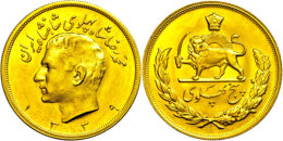 5 Pahlavi, Gold, 1960 (SH 1339), Mohammed Reza Pahlavi, Fb. 99, KM 1164, Kl. Rf., Vz-st.  Vz-st5 Pahlavi, Gold,... - Irán