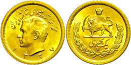 Pahlavi, Gold, 1958 (SH 1337), Mohammed Reza Pahlavi, Fb. 101, Vz-st.  Vz-stPahlavi, Gold, 1958 (SH 1337),... - Iran