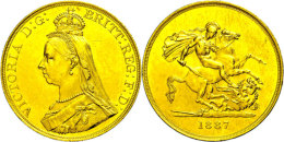 5 Pounds, Gold, 1887, Victoria, Fb. 390, Spink 3864, Kleinere Randfehler, Ex Auktion 46 Los 841 UBS/Zürich,... - Sonstige & Ohne Zuordnung