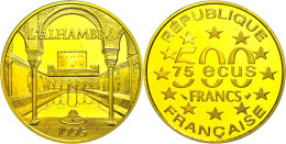 500 Francs (70 Ecu), Gold, 1995, Alhambra, Fb. 629, In Kapsel, Mit Zertifikat, PP.  PP500 Franc (70 European... - Otros & Sin Clasificación