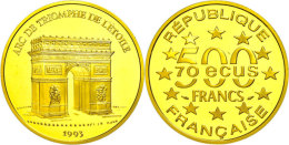 500 Francs (70 Ecu), Gold, 1993, Arc De Triomphe, Fb. 624b, In Kapsel, PP.  PP500 Franc (70 European Currency... - Autres & Non Classés