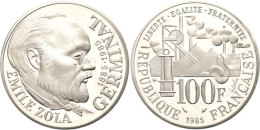 100 Francs, 1985, Piéfort, Zola, Verschweißt, Mit Zertifikat In Schatulle, PP.  100 Franc, 1985,... - Autres & Non Classés