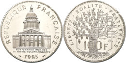 100 Francs, 1985, Piéfort, Panthéon, Verschweißt, Mit Zertifikat In Schatulle, St.  St100... - Autres & Non Classés