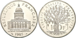 100 Francs, 1985, Piéfort, Panthéon, Verschweißt, Mit Zertifikat In Schatulle, St.  St100... - Autres & Non Classés