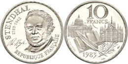 10 Francs, 1983, Piéfort, Stendhal, Verschweißt, Mit Zertifikat In Schatulle, St.  St10 Franc,... - Otros & Sin Clasificación
