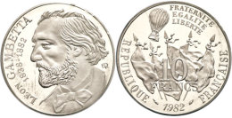 10 Francs, 1982, Piéfort, Gambetta, Verschweißt, Mit Zertifikat In Schatulle, St.  St10 Franc,... - Autres & Non Classés