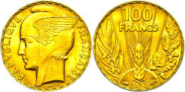 100 Francs, Gold, 1935, Fb. 598; Gadoury 1148, Randfehler, Vz.  Vz100 Franc, Gold, 1935, Fb. 598  Vz - Otros & Sin Clasificación