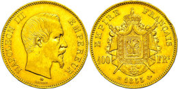 100 Francs, Gold, 1855, Napoleon III., Straßburg, Fb. 570, Randschlag, Ss-vz  Ss-vz100 Franc, Gold, 1855,... - Other & Unclassified