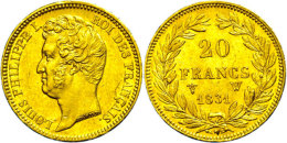 20 Francs, Gold, 1831, Louis Philippe I., Lille, Fb. 556, Kl. Rf., Ss-vz.  Ss-vz20 Franc, Gold, 1831, Louis... - Other & Unclassified