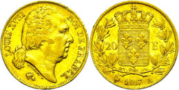 20 Francs, Gold, 1817, Ludwig XVIII., Paris, Fb. 538, Kl. Rf., Ss.  Ss20 Franc, Gold, 1817, Ludwig XVIII.,... - Autres & Non Classés