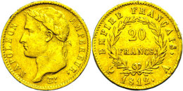 20 Francs, Gold, 1812, Napoleon, Paris, Fb. 511, Kl. Rf., Ss.  Ss20 Franc, Gold, 1812, Napoleon, Paris, Fb.... - Other & Unclassified