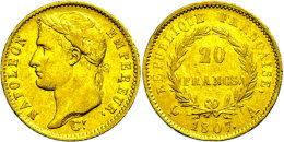 20 Francs, Gold, 1807, Napoleon, Paris, Fb. 499, Randfehler, Ss.  Ss20 Franc, Gold, 1807, Napoleon, Paris, Fb.... - Autres & Non Classés