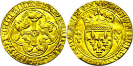 Ecu D'or Neuf à La Couronne (3,31g), O.J., Charles VII., Fb. 307, Henkelspur, Ss.  SsEuropean Currency... - Autres & Non Classés