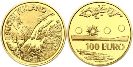 100 Euro, Gold, 2002, Lappland, 900er Gold, 8,64 G, Fb. 15, KM 109, In Kapsel, PP.  PP100 Euro, Gold, 2002,... - Finlandia