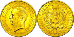 30 Pesos, Gold, 1955, President Trujillo, Fb. 1, Kratzer, Kl. Rf., Vz+.  30 Peso, Gold, 1955, President... - Dominicaine