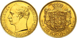 20 Kronen, Gold, 1912, Frederik VIII., Fb. 297, Ss-vz.  Ss-vz20 Coronas, Gold, 1912, Frederik VIII., Fb. 297,... - Dänemark