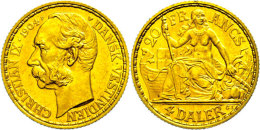 Dänisch-Westindien, 20 Francs (4 Daler), Gold, 1904, Fb. 2, Hede 30, Kl. Rf., Vz.  VzDanish West Indies,... - Dinamarca