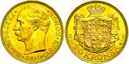 20 Kronen, Gold, 1910, Frederik VIII.., Fb. 297, Vz-st.  Vz-st20 Coronas, Gold, 1910, Frederik VIII. ., Fb.... - Danimarca