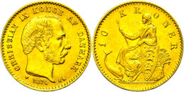 10 Kronen, Gold, 1874, Christian IX., Fb. 296, Ss-vz.  Ss-vz10 Coronas, Gold, 1874, Christian IX., Fb. 296,... - Danemark
