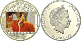 25 Dollars, 2013, "Lady Godiva", 3 Unzen Silber Mit 17 Swarovski Kristallen, Auflage Nur 1898 Stück, Mit... - Cookinseln