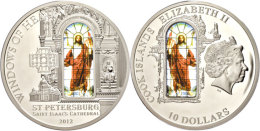 10 Dollars, 2012, Isaakskathedrale, Auferstehungsfenster, Mit Zertifikat In Ausgabeschatulle, Auflage Nur 2.000... - Cookinseln