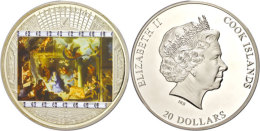 20 Dollars, 2011, Masterpieces Of Art, Anbetung Der Hirten, 3 Oz Silber Mit Swarovskikristall Schneeflocke Und... - Cookinseln