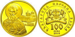 100 Leva, 2010, 8,63g Fein, 999/1000 Gold, Hl. Naum Und Den Kloster Hl. Naum In Ohrid, KM 311, In Kapsel Und Mit... - Bulgarie