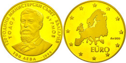 100 Leva, 1999, 900/1000 Gold,14,4g Fein, 120 Jahre Ministerrat -Todor Burmov, Fb. 20, KM 255, In Kapsel Und Mit... - Bulgaria