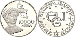 10000 Leva, 1993, 999er Platin, 15,57g, 1/2 Oz,  Av.: Inschrift "ECU" Im Kreis Von 12 Sternen. Rev.: Stifterbild... - Bulgaria