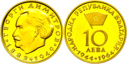 10 Leva, 1964, 900er Gold, 7,5g Fein, Hl. Kyrillos Und Hl. Methodius, Apostel Der Slawen, KM 71, In Kapsel, Leicht... - Bulgaria