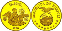 4000 Pesos Bolivianos, Gold, Jahr Des Kindes, KM 199, Fb. 44, Vz Aus PP.  4000 Peso Bolivianos, Gold, Year Of... - Bolivia