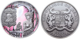 10000 Francs, 1 KG Silber, 2014, Romeo Und Julia, Coloriert, Auflage Nur 99 Stück, In Rahmen Aus Acrylglas,... - Benín