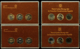 2 X KMS - 5 Mark Stücke, 1983, Martin Luther Ehrung, Meißner Dom, In Hartplastik, Leicht Angelaufen, St ... - Mint Sets & Proof Sets