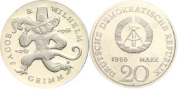 20 Mark, 1986 A, Zum 200. Geburtstag Der Gebrüder Grimm, In Hartkapsel, Verplombt, PP, Katalog: J. 1607... - Otros & Sin Clasificación