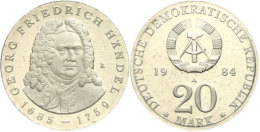 20 Mark, 1984 A, Zum 225. Todestag Von Georg Friedrich Händel, In Hartkapsel, Verplombt, Fleckige Patina, PP,... - Sonstige & Ohne Zuordnung