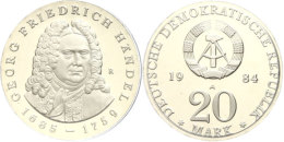 20 Mark, 1984 A, Zum 225. Todestag Von Georg Friedrich Händel, In Hartkapsel, Verplombt, PP, Katalog: J. 1595... - Sonstige & Ohne Zuordnung