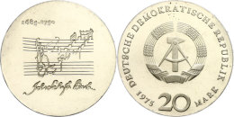 20 Mark, 1975 A, Probe, Zum 225. Todestag Von Johann Sebastian Bach, Vertiefte Noten Und Schrift, F. St, Katalog:... - Otros & Sin Clasificación