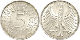 5 Mark, 1958, J, Vz+., Katalog: J. 387 5 Mark, 1958, J, Extremly Fine ., Catalogue: J. 387 - Other & Unclassified