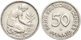 50 Pfennig, 1950 G, BANK DEUTSCHER LÄNDER, Ss., Katalog: J. 379 Ss50 Penny, 1950 G, Bank German Countries,... - Sonstige & Ohne Zuordnung