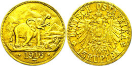 DOA, 15 Rupien, Gold, 1916, Variante Mit Großer Arabeske, J. 728b, Kl. Rf., Ss-vz., Katalog: J. 728b... - Other & Unclassified